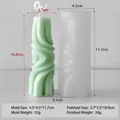 Spiral twisted pillar silicone candle mold with light green textured wax sample - Wave Cylinder J-1180-1