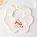 Floral soft cotton baby bib with cute brown bear print and ruffled gauze texture - Gauze Flower Scarf - Pink Hat Puppy