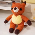 Handmade knitted fox plush toy in orange and white yarn with cute brown details - 25cm Fox