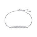 Elegant 925 sterling silver bracelet with sparkling round clear zircons for women - Platinum Plated CZ Slider Adjustable Bracelet 1.9g