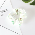 Summer hair scrunchie in white fabric featuring cute green avocado and yellow polka dots - 14# White Avocado