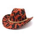 Cowboy hat with cow print in orange and black felt, featuring a braided band detail - Orange Red (Cowhide Pattern Style)