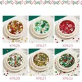 Ensemble de paillettes nail art de Noël avec flocons de neige et étoiles rouges et verts - Ensemble de Paillettes de Noël (6 Bouteilles)