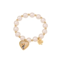 Bracelet de perles dorées avec pendentif en cœur, pierres colorées et gravure Love Mom - Trèfle Coeur Charmes de Pierres Colorées (2#)