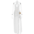 Dettaglio dell'abito lungo bianco all'americana con cut-out e ornamento a farfalla d'oro - M / Bianco