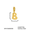 Gold stainless steel letter B pendant necklace with dimensions and weight specs - Letter B