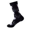 Mid-calf cotton socks in black and white featuring cute cat cartoon line art patterns - One Size / Black Line Art Cat / Black