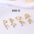 Set de 8 pendientes dorados con circonitas en formas de estrella, luna y hojas - Estilo Estrella (1#) / Oro