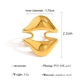 Lava style 18K gold plated stainless steel open ring with 1.75cm inner diameter - Double Layer Wave Open Ring (SR020083)