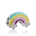 Silver rainbow and cloud bead charm with colorful enamel and sparkling zircon stones - Cloud Rainbow