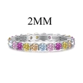 S925 sterling silver 2mm eternity ring with colorful round-cut cubic zirconia stones - Multicolor Gemstone Full Loop Style (DY120789)