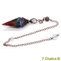 7 Chakra resin crystal pendulum with hex cone gemstones and antique bronze chain - Antique Bronze 7 Chakra