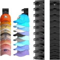Vertical black wall-mounted baseball cap organizer with 10 curved hanging slots - Black