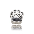 Silver alloy cat paw charm bead for DIY charm bracelets and jewelry making - 1pc Bear Paw Print Bead