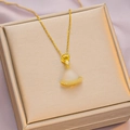 Titanium steel necklace featuring a gold Buddha pendant inlaid with white jade stone - 6032 Small Waist/Buddha / Gold White Zircon