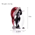 Christmas penguin brooch pin with red enamel hat and white rhinestones decoration - xz4176B Silver Penguin
