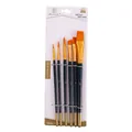 6-piece professional art brush set with orange nylon bristles and blue lacquered handles - 6Pcs Blue Handle HB021-L / Blue