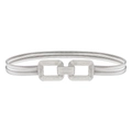 Cintura a catena elastica argentata a doppio strato con fibbia geometrica quadrata da donna - Taglia unica / Argento