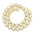 Luxurious gold-plated Cuban link necklace for men with square-cut sparkling crystals - 16 Inch (40cm) / Gold