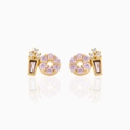Exquisite 18K gold-plated burger stud earrings with pink and brown cubic zirconia - Drink & Donut Asymmetric-Gold