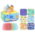 Scatola di fazzoletti in peluche dinosauro con sciarpe e quadrati educativi - Tema Dinosauro / Set da 12