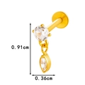 Goudkleurige titanium piercing met ronde en marquise geslepen zirkonia kristallen - Ronde & Marquise Hanger (T2528-3# Goud)
