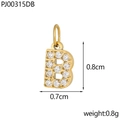 Macro view of gold letter B pendant with micro-pave zircons and 0.8cm size detail - Letter B / Gold