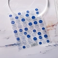 Adhesive blue emoji nail art stickers TS-2647 with various cute expressions and text - TS-2647 Blue Mood