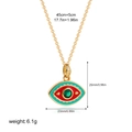Detail of 18K gold evil eye pendant with teal enamel and green crystal including dimensions - Red Enamel Green Zirconia
