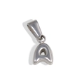 Polished silver stainless steel bubble initial A pendant charm for DIY necklaces - A-Steel