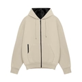 Herren-Kapuzenjacke in Khaki mit Reißverschluss, Kängurutaschen und Rippbündchen in Flatlay - S / Khaki