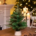 Mini 30cm Tisch-Weihnachtsbaum mit grünen Nadeln und natürlichem Echtholzsockel - Grüner nackter Baum