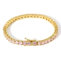 Classic 4-6mm tennis bracelet with sparkling pink zircons in a gold-plated setting - Gold Pink Zirconia Bracelet / Width 4mm, Length 18cm / Gold/Pink