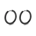Minimalist black stainless steel hoop earrings in a sleek polished circular design - 2.5*16mm / Black