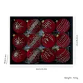 Set di 12 palline di Natale in velluto rosso scuro con stelle glitterate in scatola - Borgogna