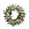 Corona de Navidad luminosa 40cm con agujas de pino, piñas, bayas y luces LED cálidas - Corona Desnuda de 50CM Con Luces LED