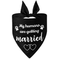 Detail of dog bandana showing the white text My humans are getting married on black fabric - Style 1-Black My Humans Are Getting Married