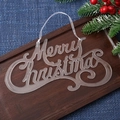 Close-up of Merry Christmas script acrylic pendant on a rustic wooden tray with pine needles - Letter Sign 20CM (1PC)