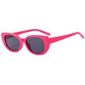 Retro cat-eye sunglasses with vibrant pink plastic frames and dark grey protective lenses - Rose Red