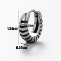 Vintage silver steel earring with geometric texture, dimensions 1.34cm height by 1.0cm inner diameter - Horizontal Grooves (S98)