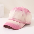 Close-up of pink and beige gradient cotton baseball cap with ventilation eyelets - 52cm (Recommended for Children 3-8 Years) / Pink