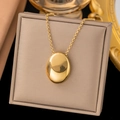 Luxurious gold oval pendant necklace in a premium brown gift box with mirror finish - Geometric Oval / Gold