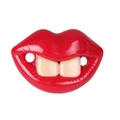Funny baby pacifier with large red lips and buck teeth design on white background - Shy Teeth - Style C