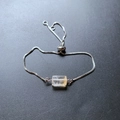 Adjustable silver box chain bracelet with rectangular yellow rutilated quartz stone - Citrine