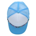 Sky blue and white trucker cap with breathable mesh and colorful bead chain decor - M (56-58cm) / Sky Blue + White