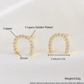 U-shaped copper stud earrings with cubic zirconia and 10mm width measurement - Horseshoe