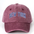 Vintage burgunderrote gewaschene Baumwoll-Basecap mit blauer New York-Stickerei vorne - Burgunderrot