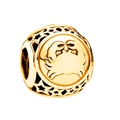 Golden Cancer zodiac bead charm with crab relief and star cutouts for DIY bracelets - Cancer / Gold