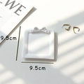White square plaster jewelry tray with bow detail, size 9.5x9.5cm display stand - White Square Bow Tray