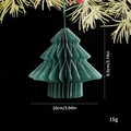 Albero di Natale 3D in carta a nido d'ape verde scuro con bordi glitterati - Pendente Albero di Natale 3D / Albero di Natale verde